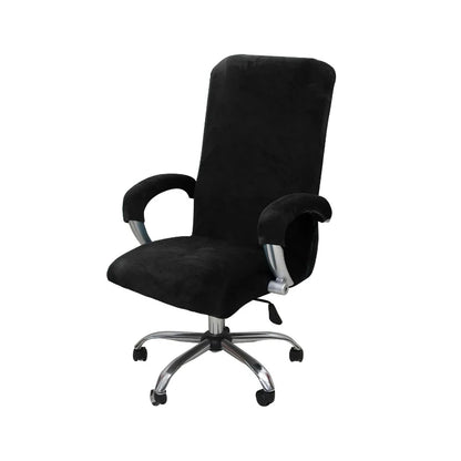 Velvet Office Chair Cover - Black Armchair Protector with Armrest & Gaming Chair Fit