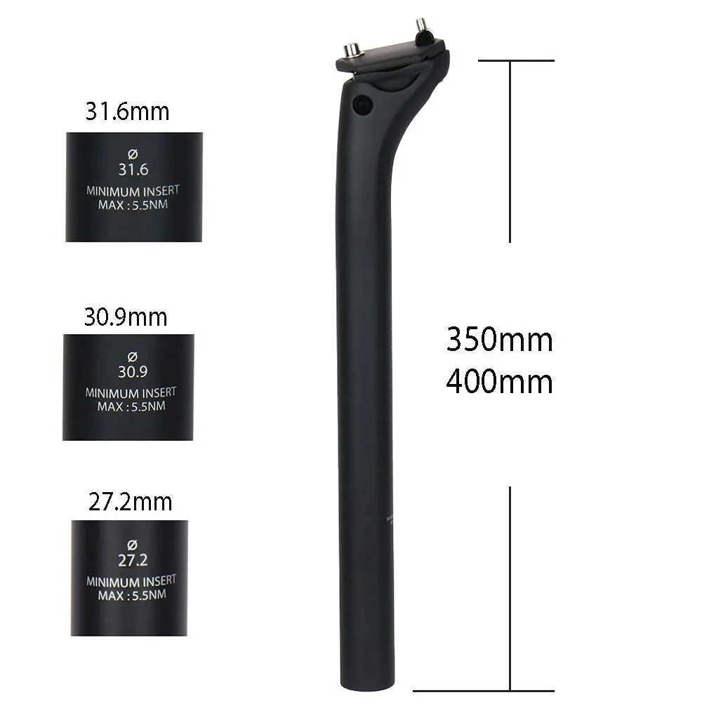 ELITAONE MTB Carbon Seat Post - 31.6/27.2mm, 20mm Offset, Road Bike Carbon Fiber Seatpost with Base Cover