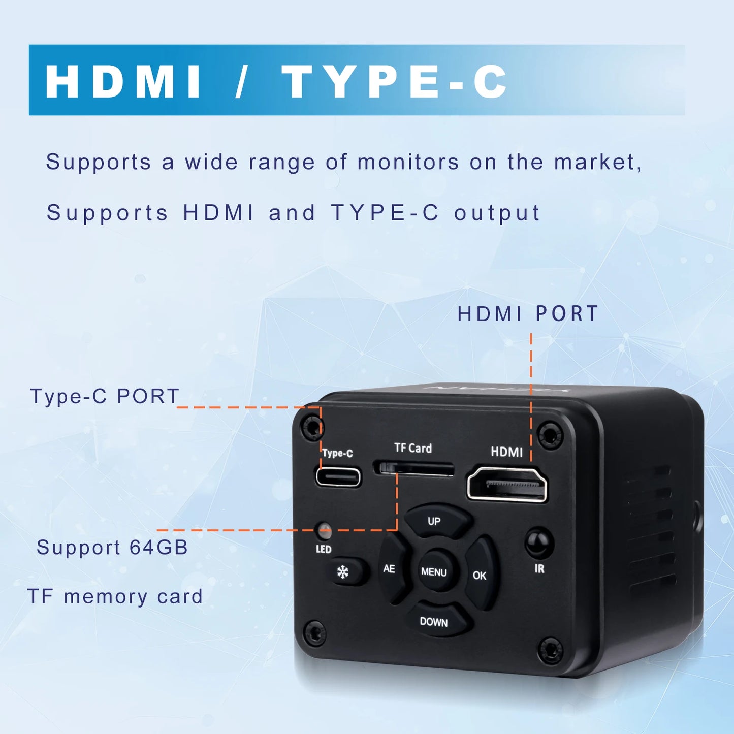 1080P 48MP 4K Digital Microscope – HDMI/USB/VGA Camera with 150X C-Mount & Articulated Arm for Repair