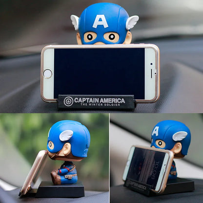 10cm Shaking Head Dolls – Spider-Man, Iron Man, Hulk & Deadpool Car Decorations & Mobile Phone Bracket Gifts