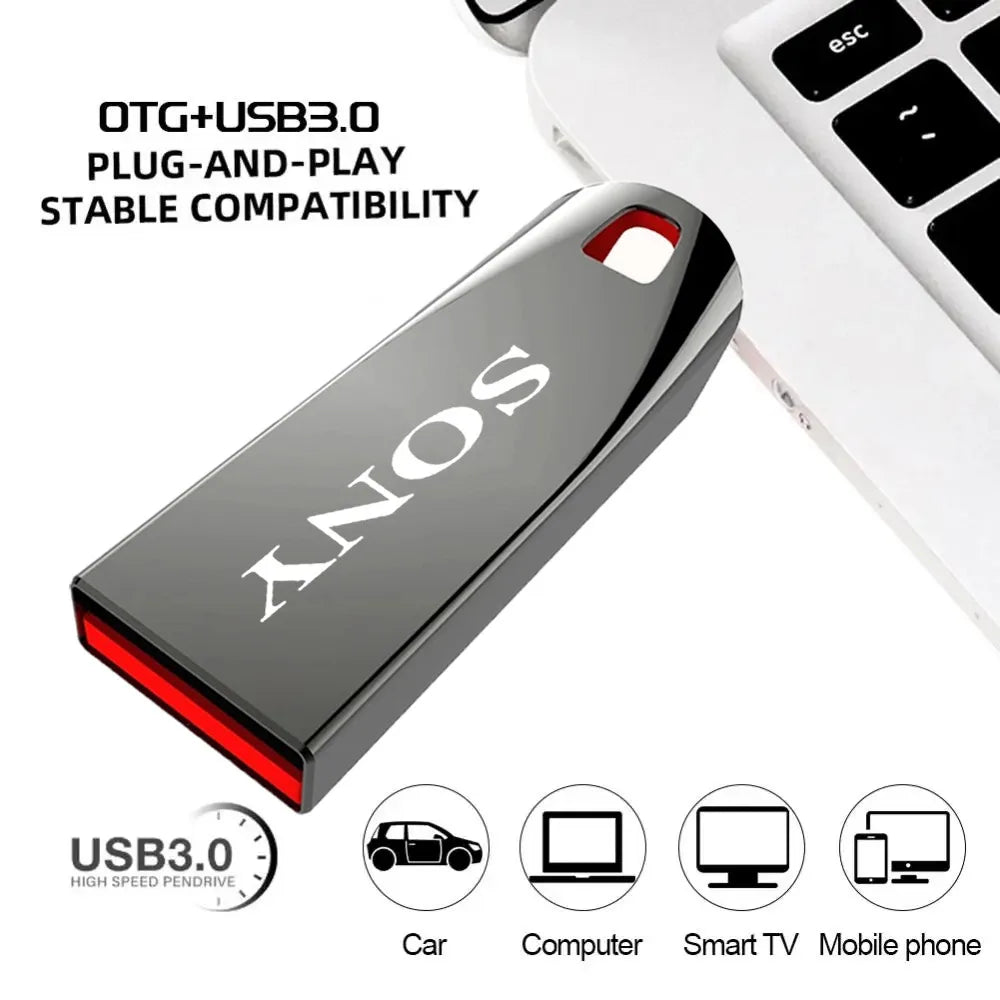 SONY 2TB USB 3.0 Flash Drive, High-Speed Metal Pendrive, Waterproof Portable USB Memory Stick
