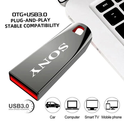SONY 2TB USB 3.0 Flash Drive, High-Speed Metal Pendrive, Waterproof Portable USB Memory Stick