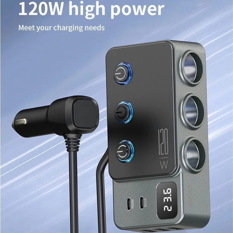 Car Cigarette Lighter USB Charger Splitter - 35W PD & QC3.0 Multi-Port 12V/24V Car Power Adapter with USB-C