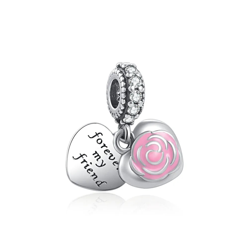 Europe 925 Silver Family Charm Pendant - Boy, Girl, Mom & Sisters Bead for Pandora Bracelet, Sparkling Dangle Jewelry
