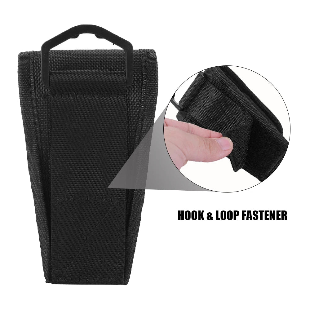 Tactical Flashlight Holster - Nylon MOLLE Torch Pouch with Waist Belt Pack for Hunting & Camping
