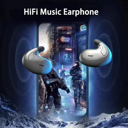 Ultra-Thin Sleep Earbuds - Lightweight Invisible Design with Ergonomic Side-Sleep Fit & Built-In Mic