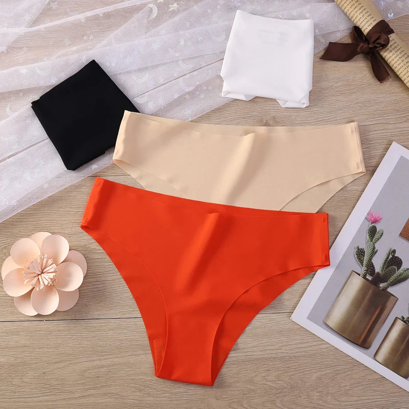 4 Pack Seamless No Show Thongs for Women – V-Waist Stretch, Breathable Sexy Underwear Panties