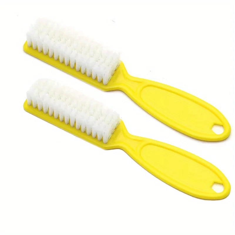 2PCS Nail Brush Set - Soft Plastic Long Handle Cleaning Brushes for Nail Art, Manicure & Dust Removal Care