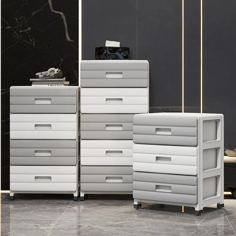 13.78" Wide Rolling Drawer Storage Cabinet — 3-6 Tier Mobile Organizer with Wheels, Gray or Brown for Living Room & Bedroom