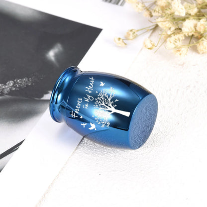 7-Color Small Keepsake Urn – Tree of Life Mini Cremation Urn for Human Ashes, Aluminum Memorial Holder