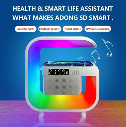 Multifunction Wireless Charger Pad — Stand, Speaker, TF Card, RGB Night Light, Fast Charging Station for iPhone 16/15, Samsung, Xiaomi, Huawei
