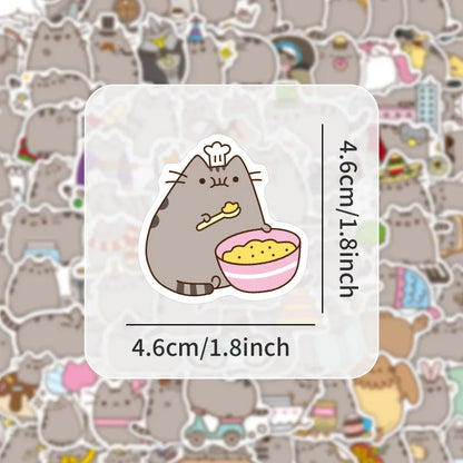 100-Piece Cute Pusheen Cartoon Stickers - Creative Doodle Stickers for Journals, Laptops, Scrapbooks, and DIY Crafts
