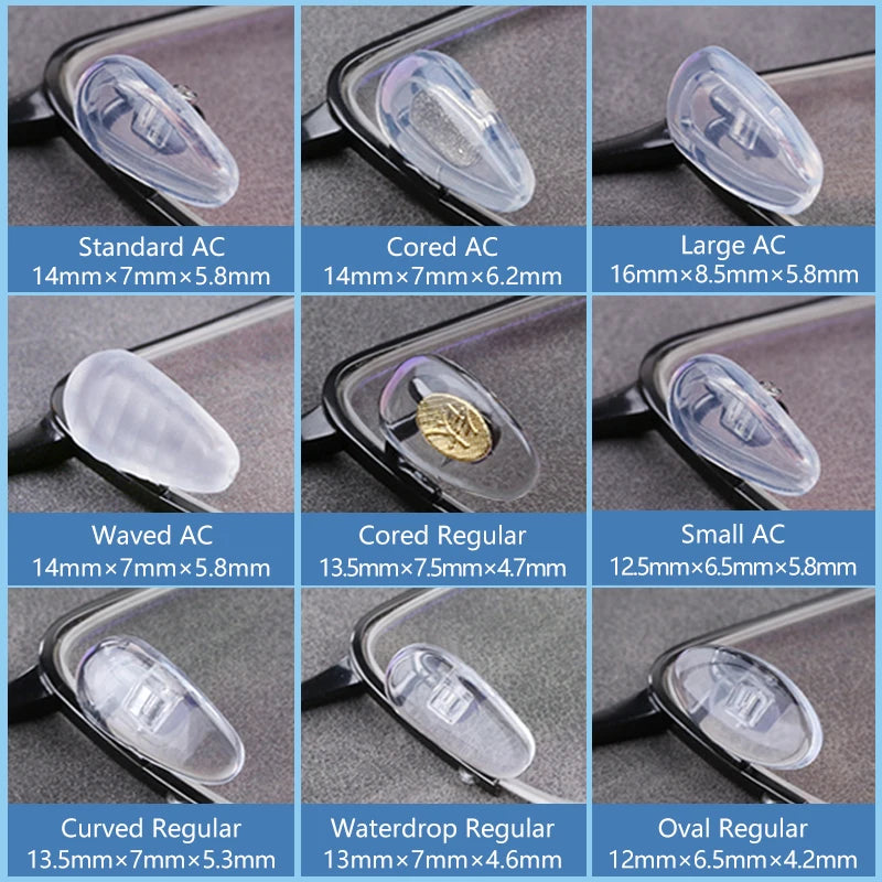 Silicone Air Chamber Nose Pads for Glasses | Anti-Slip Screw-In Eyewear Support & Accessories Kit