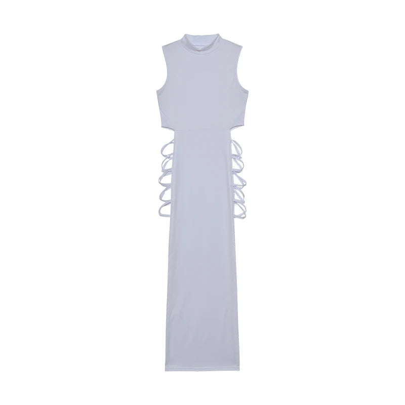 Women’s Criss Cross Cut Out Bodycon Dress – Sexy Sleeveless Mock Neck Slim Fit Party & Club Mini Dress