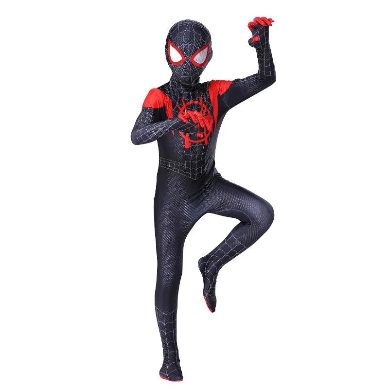 Kids Spiderman Costume – Miles Morales Superhero 3D Zentai Bodysuit Jumpsuit for Boys & Girls, Halloween Cosplay Outfit