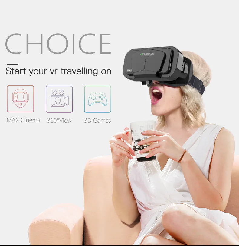 Shinecon 3D VR Glasses – Virtual Reality Headset with Controller for Smartphone Gaming