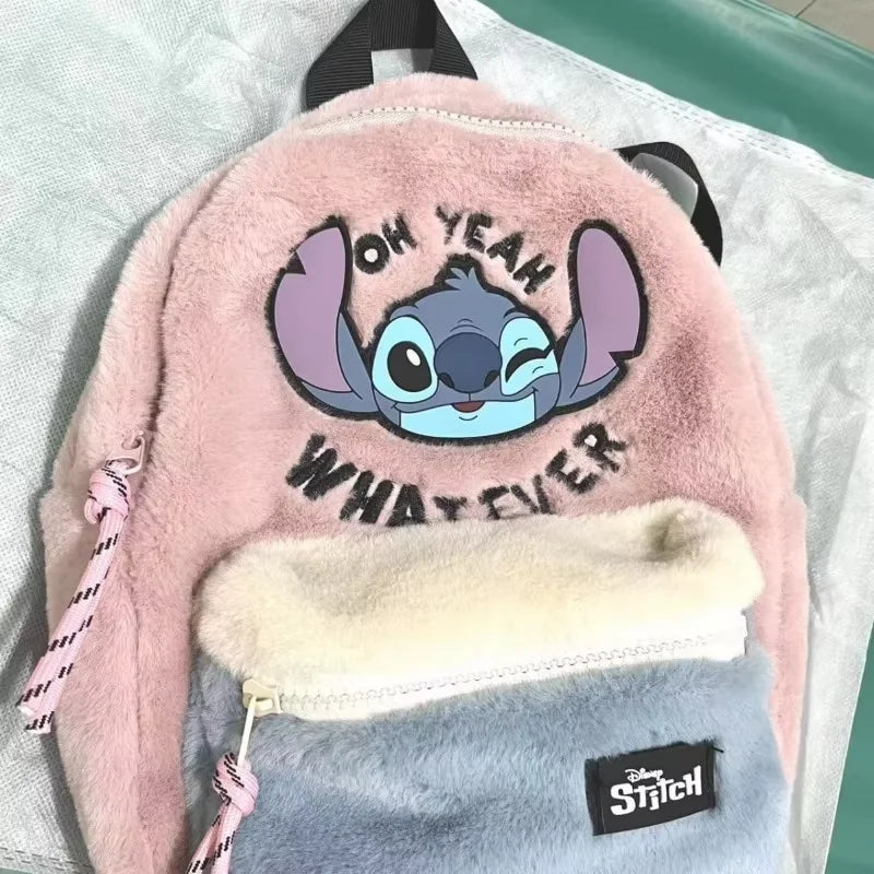 Disney Stitch Plush Children's School Bag – Cute Color Blocking Kindergarten Backpack, Mini Fashion Backpack