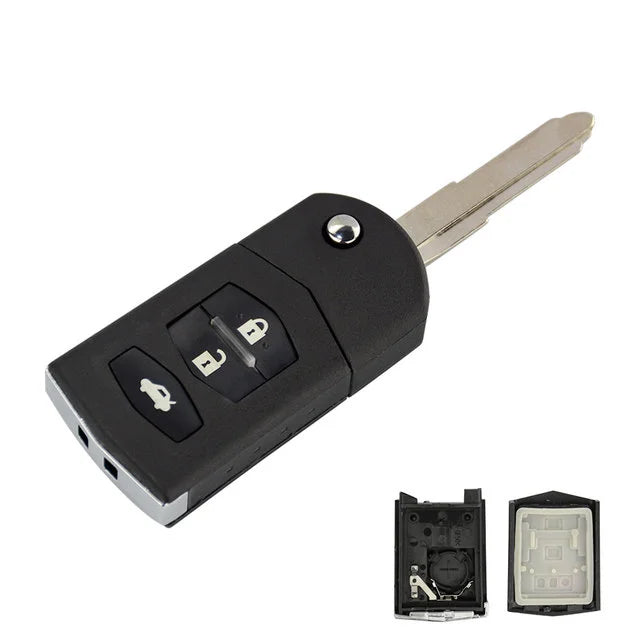 BEST KEY Flip Folding Remote Car Key Case – 2/3 Buttons for MAZDA 3, 5, 6, M6, RX8, MX5 with Uncut Blade