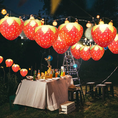 Strawberry Paper Lanterns - 3PCS 20CM Cute Fruit Theme Decorations for Birthday Parties & Baby Showers