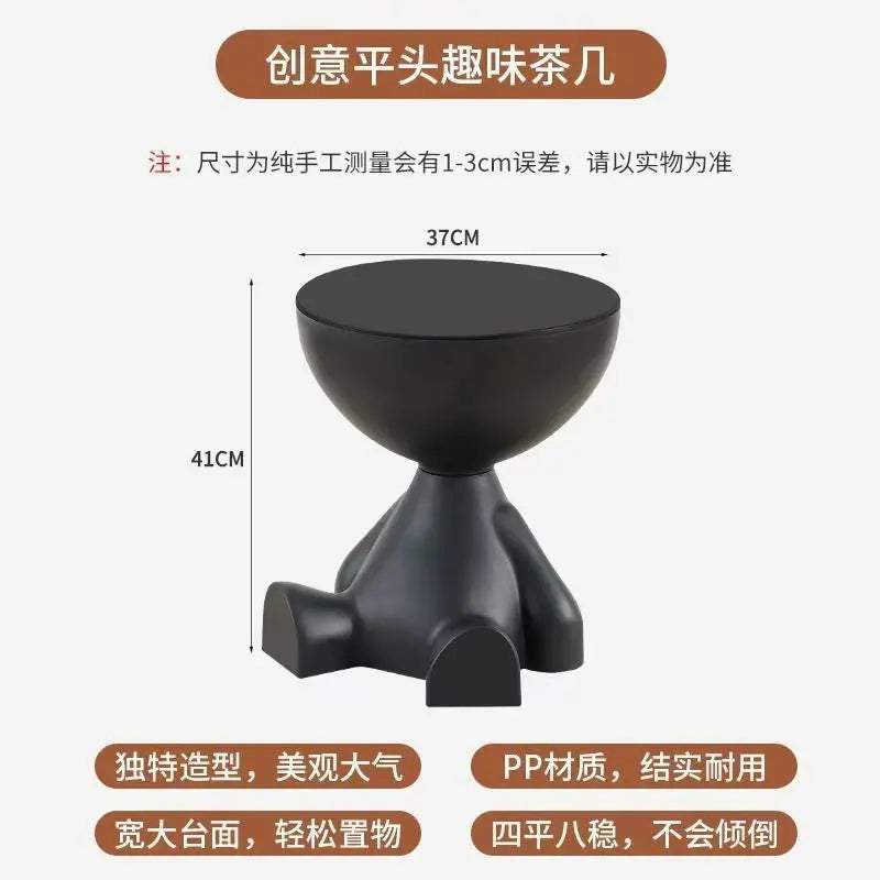 Light Luxury Cartoon Sofa Side Table – Creative Plastic Coffee Table, Small Household Flat-Head Coffee & Living Room Furniture Side Table