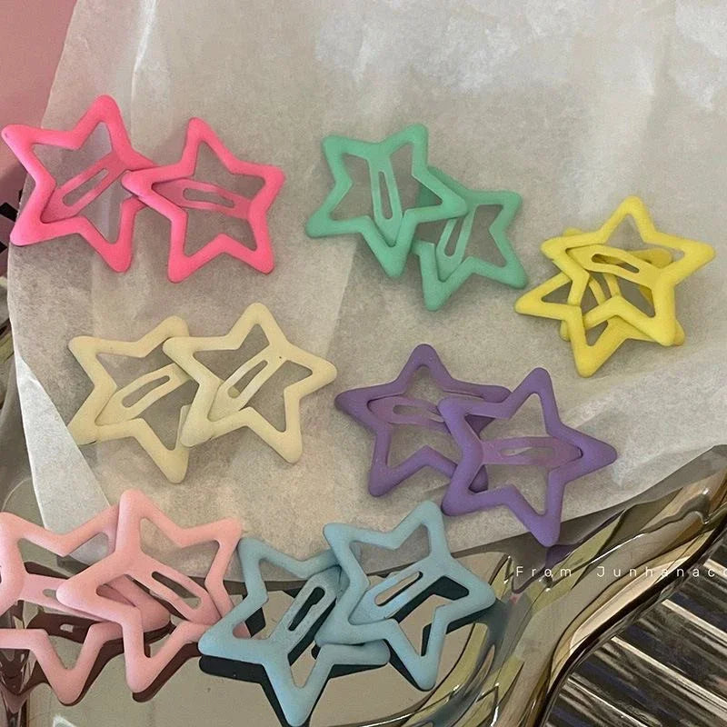 10/50PCS Colorful Kawaii Star Barrettes – Y2K Sweet Girls Metal Snap Hairclips & Hair Jewelry Gifts