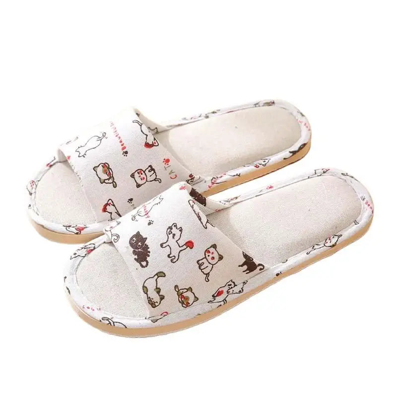 Linen Flax Slippers - Lightweight Breathable Non-Slip Indoor Slides for Women & Men