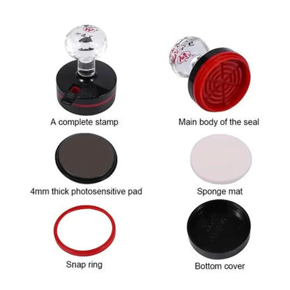 Personalized Round Self-Inking Rubber Stamp – Custom Logo & Photosensitive Ink Stamp