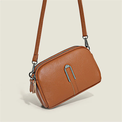 Luxury Genuine Leather Women's Crossbody Bag – Solid Color Shoulder Bag, Clutch & Messenger Purse
