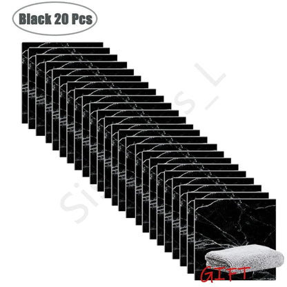 10-50Pcs PVC Marble Wall Stickers — Self-Adhesive Thickened Waterproof Tile Stickers for Bathroom Kitchen Floor Home Decor