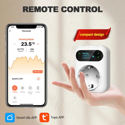 Smart WiFi Thermostat Plug – Tuya Wireless Temperature Controller for Boiler, Fan, Heating & Cooling, Alexa & Google Home Compatible