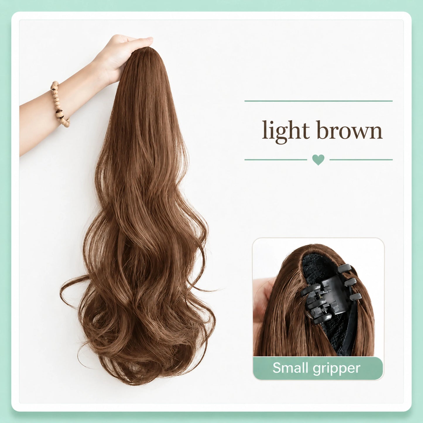 50cm Synthetic Straight Claw Clip-On Ponytail Extension – Heat Resistant Hairpiece for Women, Daily Wear & Party Styling