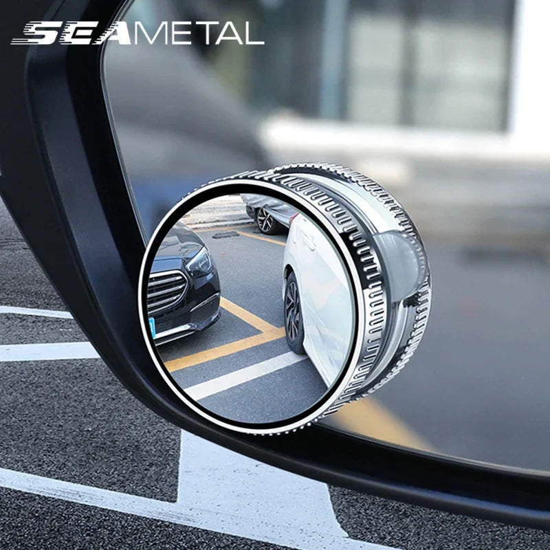 SEAMETAL 2PCS Wide-Angle Blind Spot Mirrors — 360° Adjustable HD Suction Cup Round Car Auxiliary Rearview Mirrors