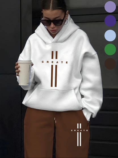 Women's 2-Piece Tracksuit Set - Hooded Sweatshirt & Sweatpants Casual Jogging Sports Outfit
