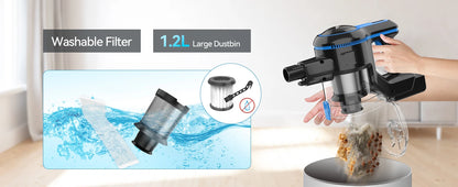 INSE Cordless Vacuum Cleaner – 20Kpa Lightweight Stick Vacuum with 2200mAh Battery for Hard Floors, Carpets, Hair & Car Cleaning