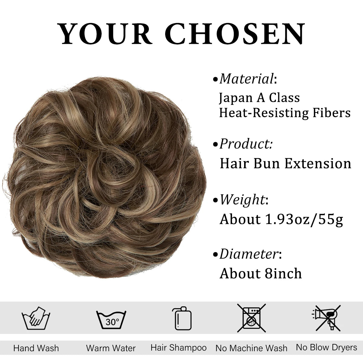 Synthetic Messy Hairpiece Chignon Scrunchie – Blonde & Brown Donut Bun for Women, Elastic Daily Use Hair Extension H9