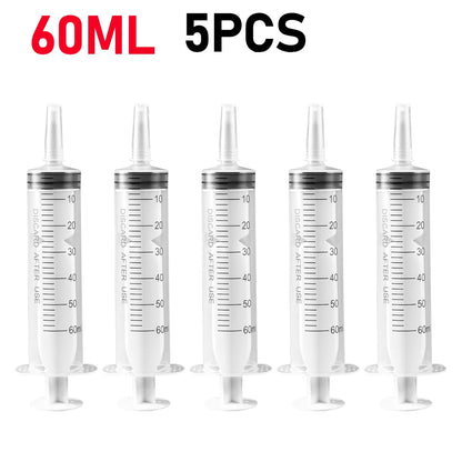 Reusable Plastic Measuring Syringe - 20ml and 60ml Needle-Free Liquid Dispenser for Hydroponics, Oils, Nutrients, and Pet Feeding