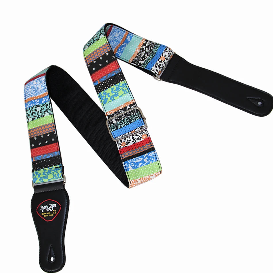 New High-Quality Cotton Guitar Strap – Adjustable Length, 6.2cm Wide for Acoustic & Electric Bass Guitars