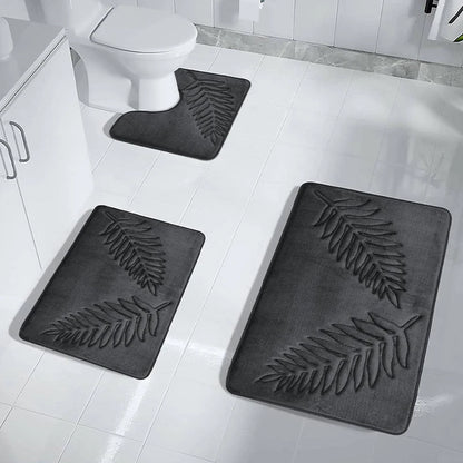 3Pcs Anti-Slip Bath Rug Set – Non-Slip Quick Dry Absorbent Bathroom Mat, Machine Washable Shower Carpet for Home