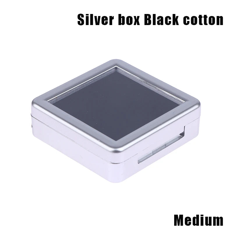 Transparent Glass Lid Gem Storage Box – Jewelry Display Case for Diamonds, Gemstones & Pendants Holder Container