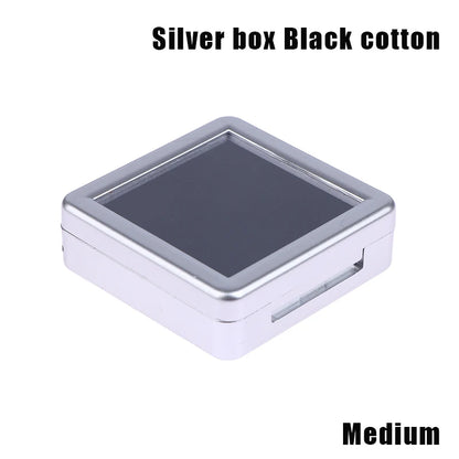 Transparent Glass Lid Gem Storage Box – Jewelry Display Case for Diamonds, Gemstones & Pendants Holder Container