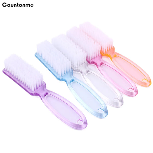 4PCS Transparent Nail Cleaning Brushes – Plastic Handle Pedicure & Manicure Scrub Brushes
