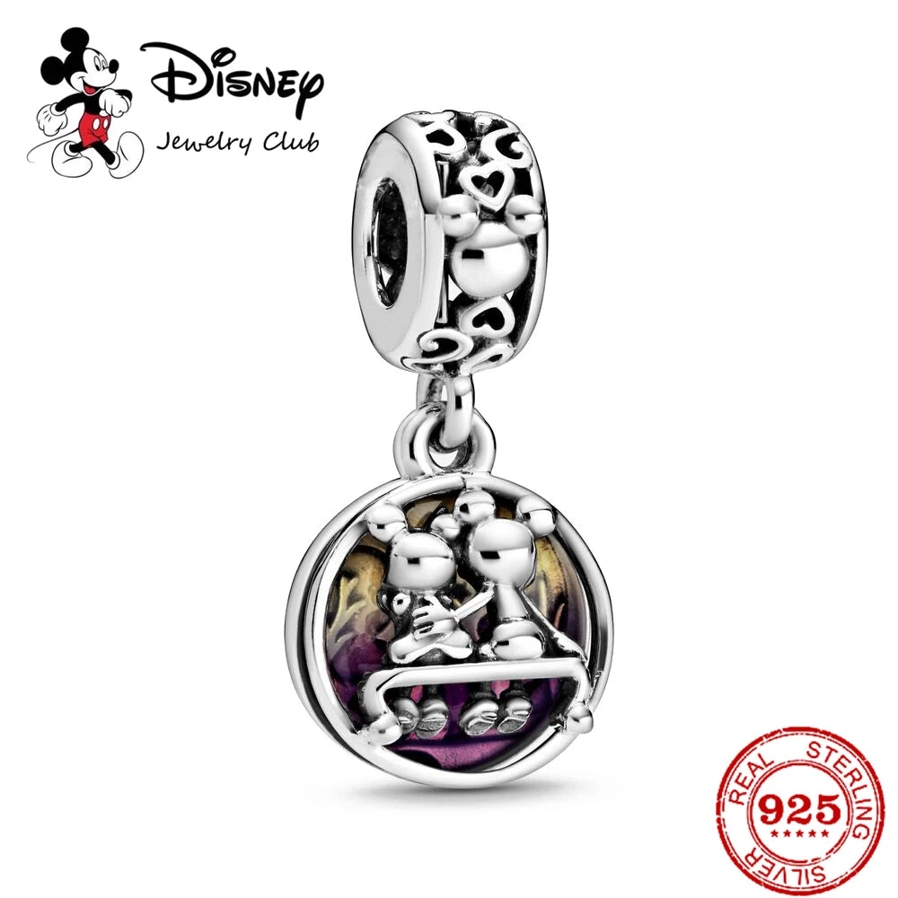 New 925 Sterling Silver Mickey Minnie Vinnie Charm – Beaded Fit for Original Pendant Bracelet, DIY Ladies Jewelry