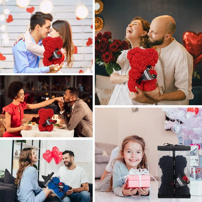 25cm Eternal Rose Teddy Bear – Artificial Flower Gift for Mom, Mother’s Day, Birthday, Valentine’s & Anniversary