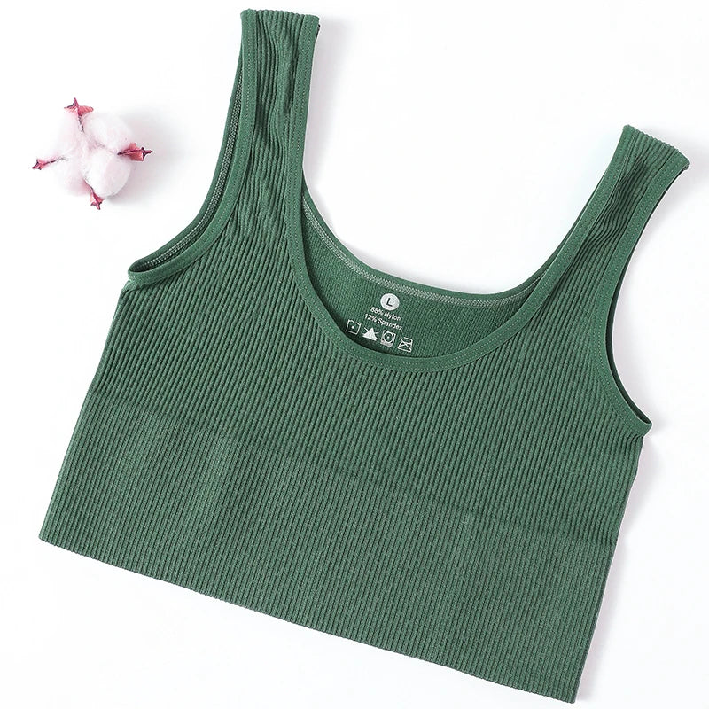 Women’s Seamless Ribbed Tank Top - High-Elastic Sleeveless Crop Camisole, O-Neck Everyday Sportswear M-XL