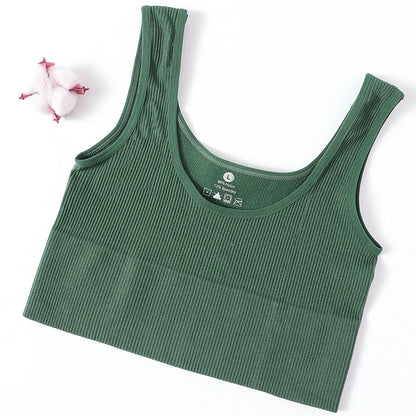 Women’s Seamless Ribbed Tank Top - High-Elastic Sleeveless Crop Camisole, O-Neck Everyday Sportswear M-XL