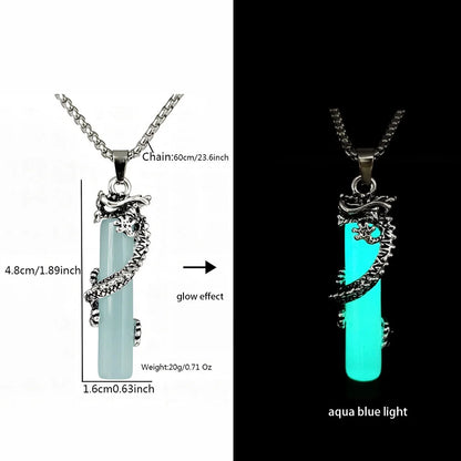 Hip-Hop Rock Dragon Necklace – Stainless Steel Chain with Luminous Alloy Pendant, Glow-in-the-Dark Night Dance Jewelry