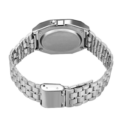 F91W Steel Strap Watch | Multifunction LED Digital Sports Wrist Watch for Men & Women | Business & Electronic Clock