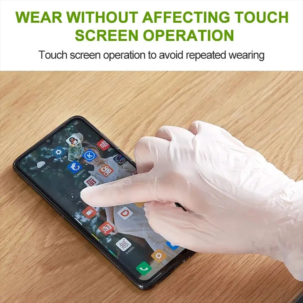 100PCS Disposable Food-Grade Gloves – Transparent Non-Slip TPE Safety Cleaning Gloves, Latex-Free & Portable