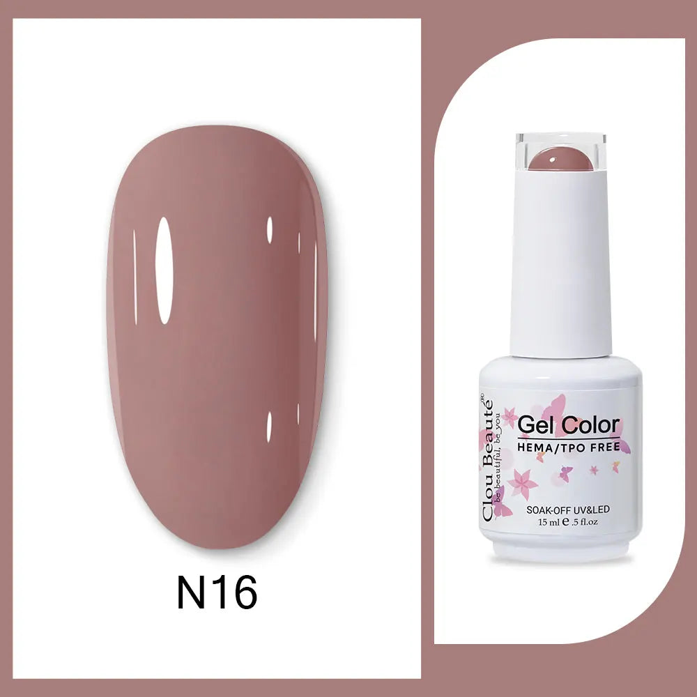 Clou Beaute 15ml Gel Nail Polish Set – Red Black White Green Neon UV Soak-Off Semi-Permanent Nail Varnish Base & Velvet Top Coat