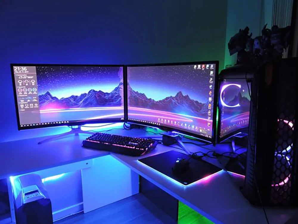 USB LED Strip Lights – Bluetooth-Controlled SMD 5050 RGB Tape, Flexible Self-Adhesive TV Backlight
